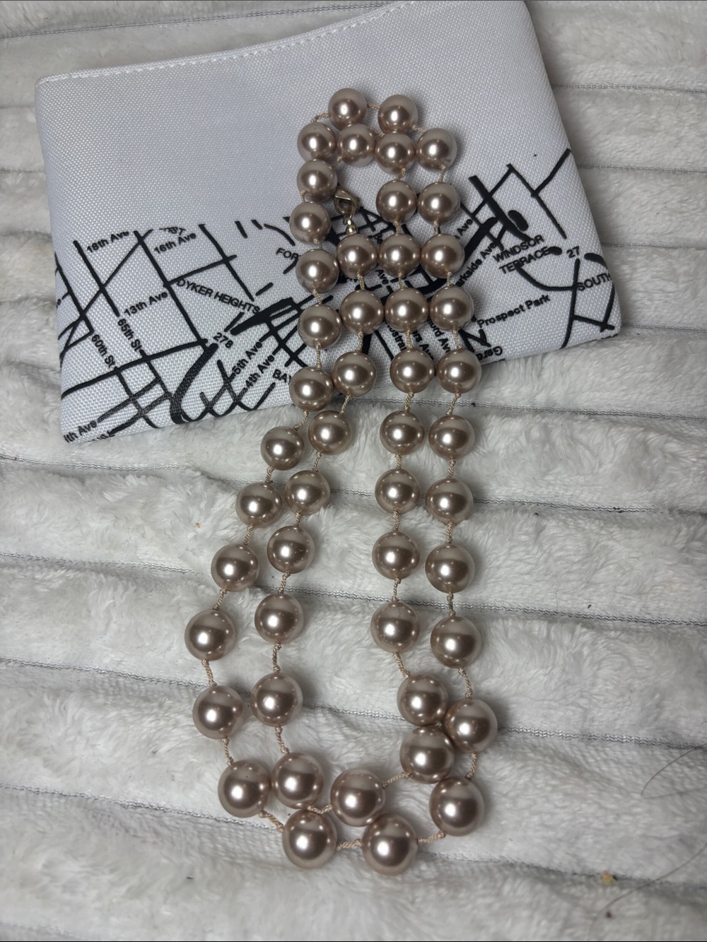 34” Classic Pearl Bead Necklace Champagne Pearl
